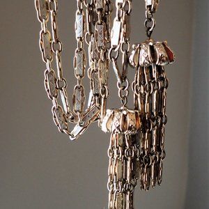 VTG Two Strand Open Tassel Long Necklace Belt 36"